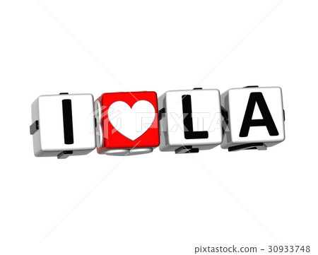 3D I Love LA on white background 30933748