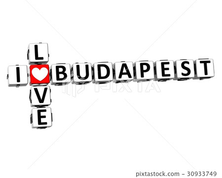 3D Crossword I love Budapest on white background 3D Crossword I love Budapest on white background 30933749