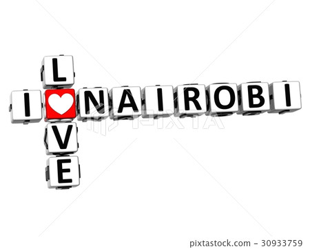 3D Crossword I love Nairobi on white background 30933759