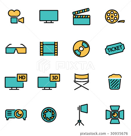 Vector line cinema icon set Vector line cinema icon set 30935676