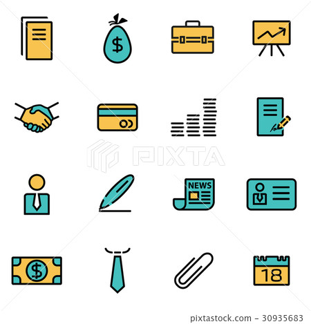 Vector line business icon set - Stock Illustration [30935683] - PIXTA