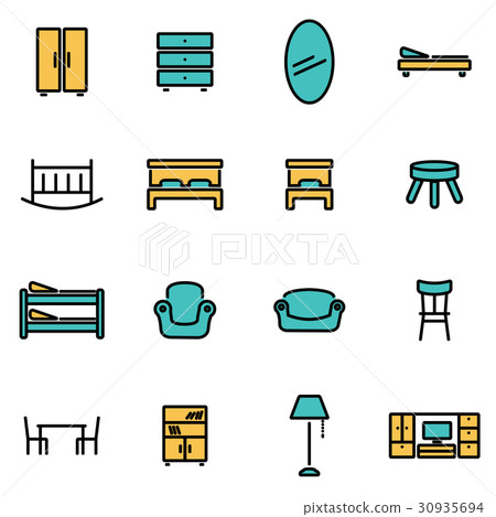 Vector line furniture set - Stock Illustration [30935694] - PIXTA