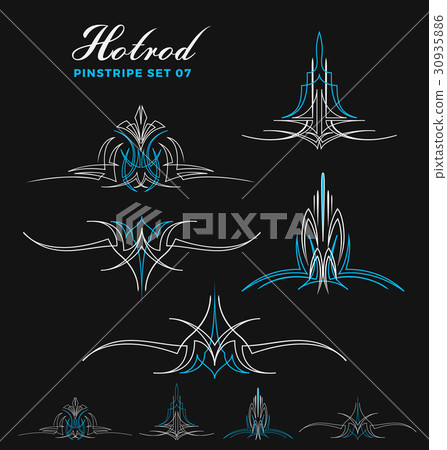 Set of vintage pin striping line art.  30935886