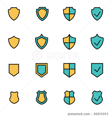 Vector line shield icon set - Stock Illustration [30935955] - PIXTA