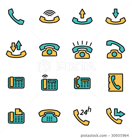 Vector line telephone icon set 30935964