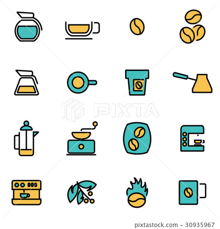 Vector line coffee icon set 30935967