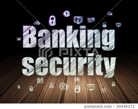 Safety concept: Banking Security in grunge dark 30936171