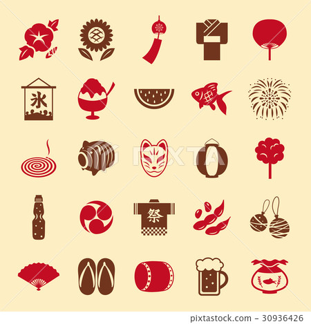 Japanese Summer Icon Set 30936426