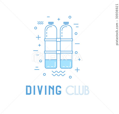 Scuba diving line art illustration with aqualung 30936921