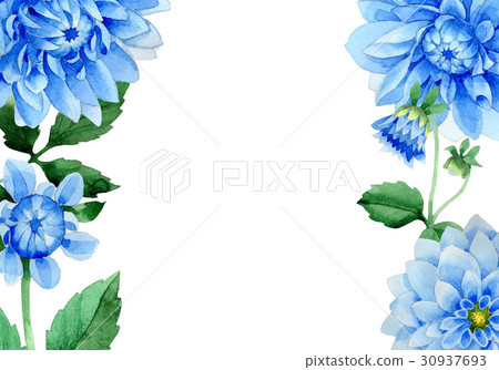 Wedding invitation DiY template blue dahila 30937693