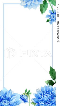 Wedding invitation DiY template blue dahila 30937712