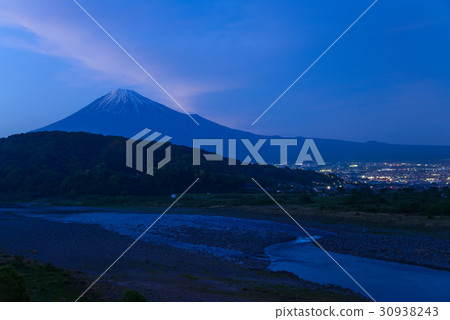 Fuji and Fuji flow, evening landscape 30938243