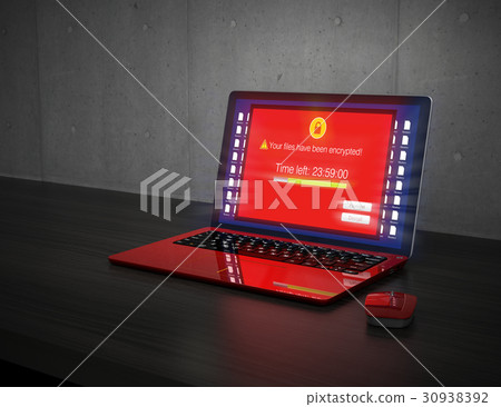 Ransomware損壞的便攜式計算機的屏幕的圖像 30938392