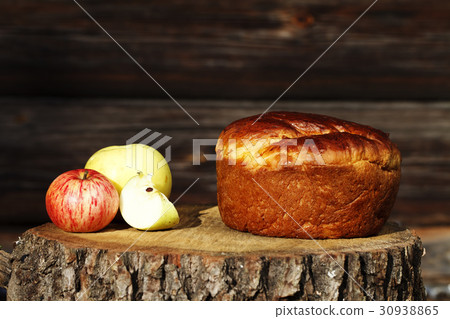 fragrant homemade bread with golden crust 30938865