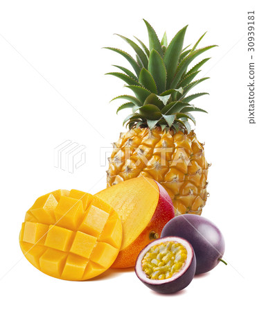 Mini pineapple, mango, passion fruit isolated 30939181