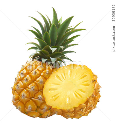 Pineapple whole and half isolated on white Pineapple whole and half isolated on white 30939182