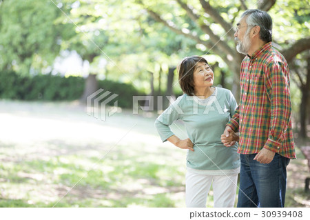 Fresh green senior oshidori couple Fresh green senior oshidori couple 30939408