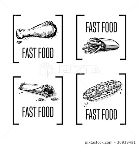 Fast food hand drawn icon set Fast food hand drawn icon set 30939481