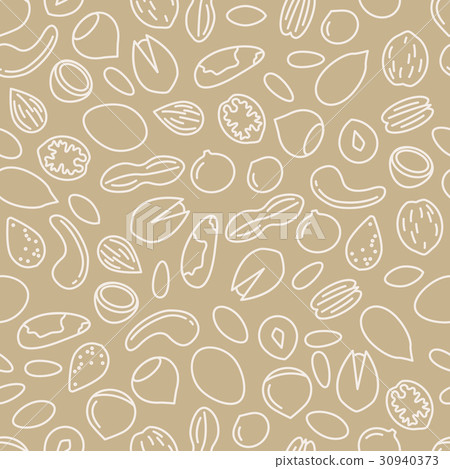 nuts seamless pattern in beige colour nuts seamless pattern in beige colour 30940373