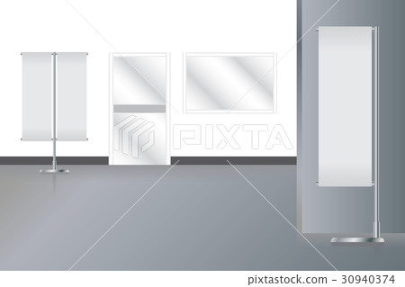 White Banner flag in the building. White Banner flag in the building. 30940374