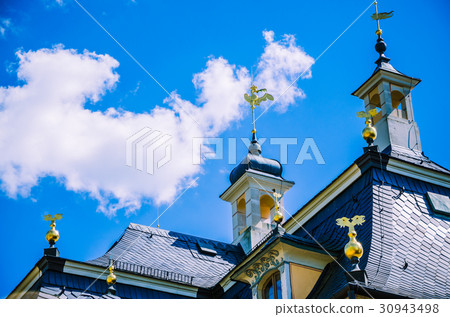 Close up of the Roof of baroque palace Pillnitz is Close up of the Roof of baroque palace Pillnitz is 30943498