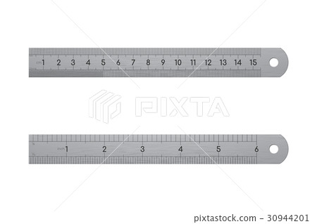 Realistic metallic ruler, front and back view Realistic metallic ruler, front and back view 30944201