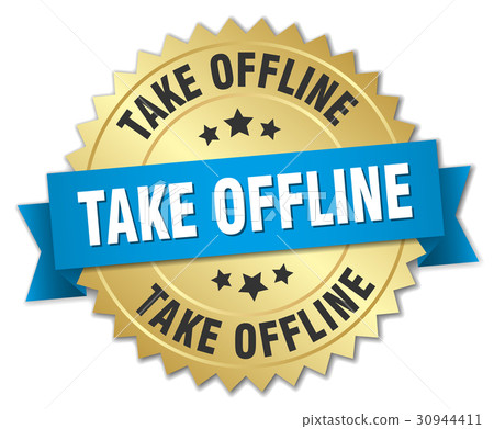 take offline round isolated gold badge 30944411