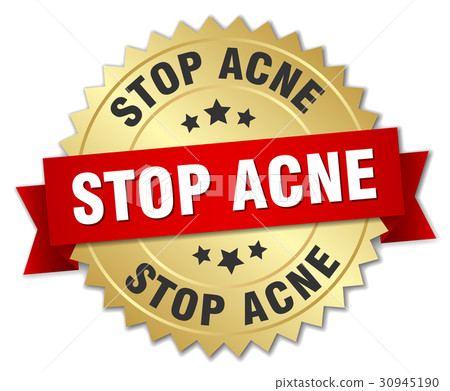 stop acne round isolated gold badge 30945190