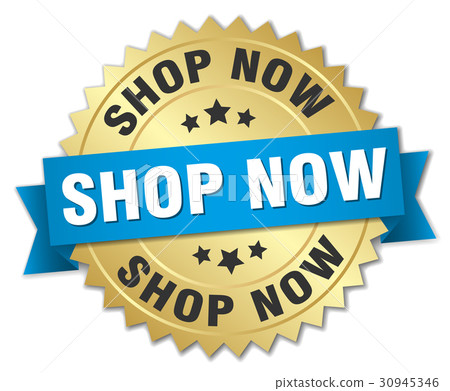 shop now round isolated gold badge 30945346