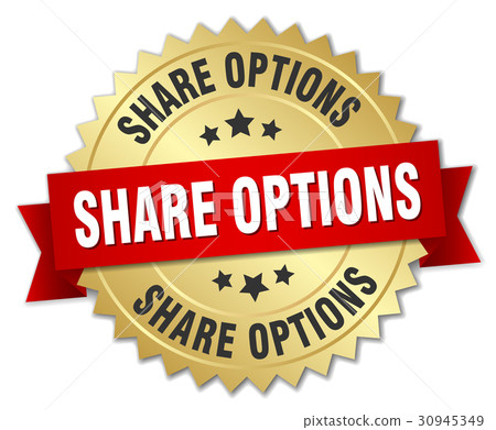 share options round isolated gold badge 30945349