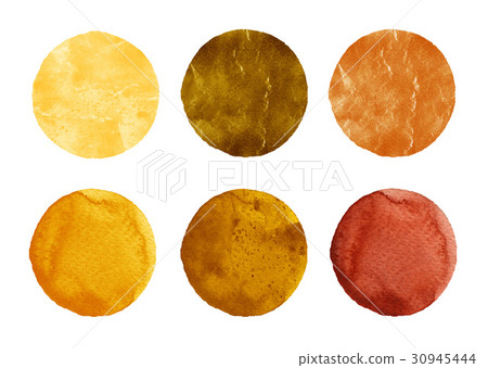 Watercolor circles of yellow and brown colors 30945444