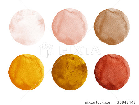 Watercolor circles of yellow and brown colors 30945445