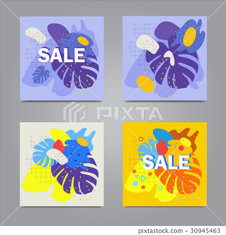 Vector banner template with tropical leaves 30945463