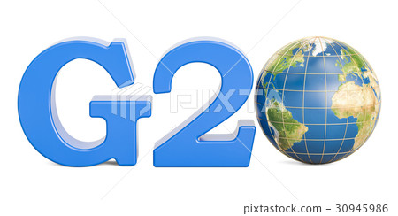 G20 concept with Earth globe, 3D rendering 30945986