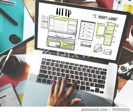 Website development layout sketch drawing Website development layout sketch drawing 30948882