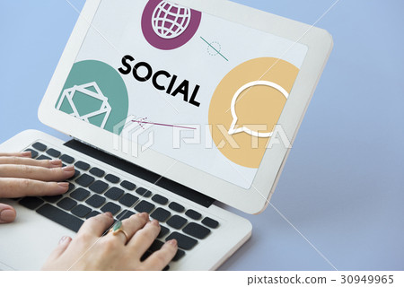 Technology social media connection icons Technology social media connection icons 30949965