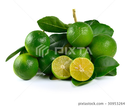 fresh lemons isolated on white background. 30953264