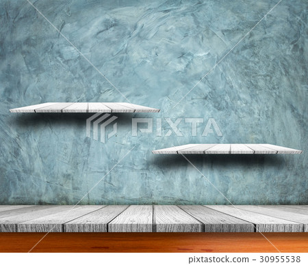 Empty top wooden shelves  30955538