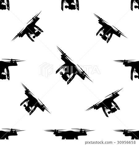 Pattern of aerial black silhouette drone. Pattern of aerial black silhouette drone. 30956658