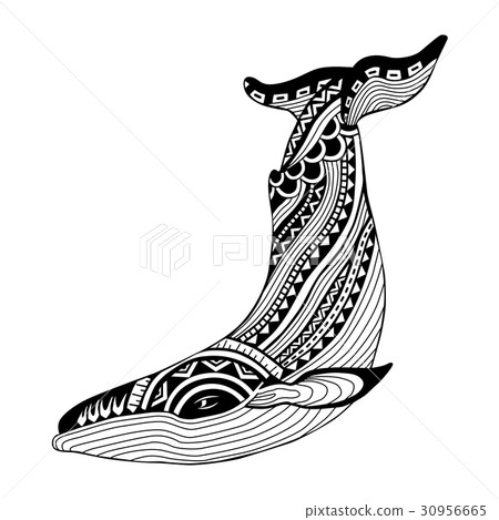 Whale black silhouette with a pattern on the body Whale black silhouette with a pattern on the body 30956665