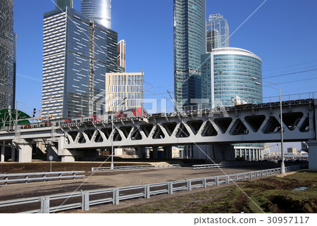 Moscow Central Circle and skyscrapers  30957117