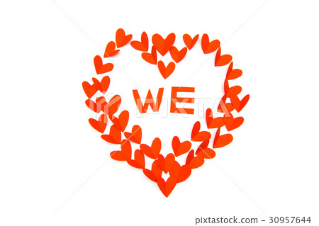 Valentine day concept, red paper in heart shape 30957644