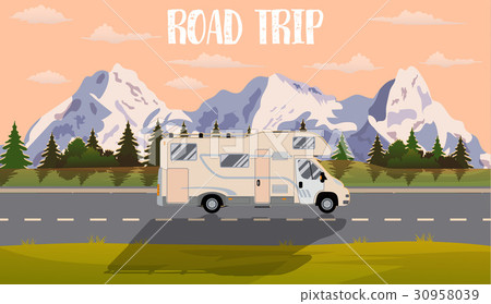 Vector flat web banner on the theme of Road trip, 30958039