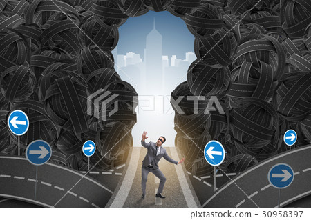 Businessman in uncertainty business concept 30958397