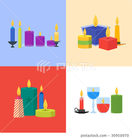 Cartoon Candles Banner Card Set. Vector 30958970