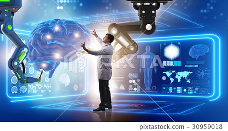 Brain surgery done by robotic arm 30959018