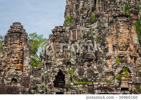 Ancient stone faces of Bayon temple, Angkor, 30960160