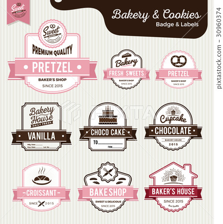 Set of sweet bakery and bread labels 30960374