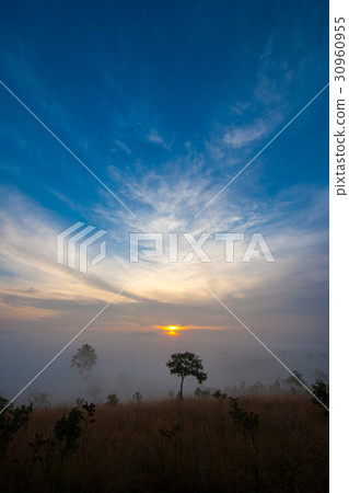 Mountain valley during sunrise 30960955