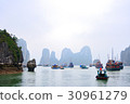 The tourist ship on foggy day, Halong Bay, Vietnam 30961279